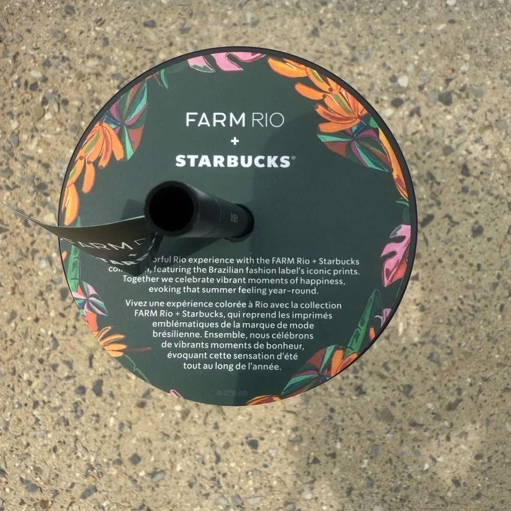 Starbucks x Farm Rio collab Borogodo Black and Multicolor 24oz cold cup  Tumbler